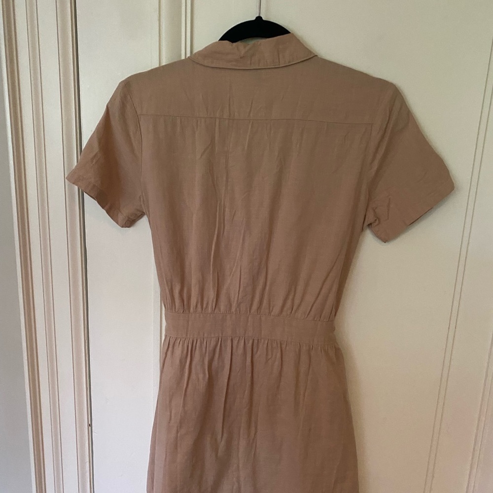 H&M Button Up Utility Dress Safari Style Cargo Dress Beige Brown size xxs - Picture 8 of 9
